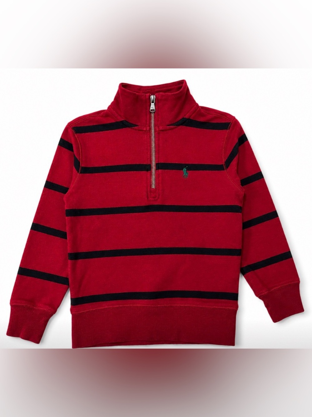 Ralph Lauren Toddler Half-Zip Sweater – Navy Blue & Red, 3T
